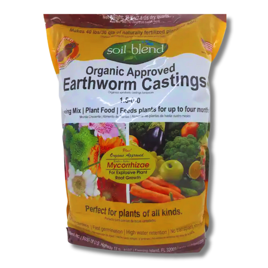 Organic Worm Castings with Endo-Ecto Mycorrhizal Fungi. Concentrated Strength. 10 Lbs. makes 40 Lbs.