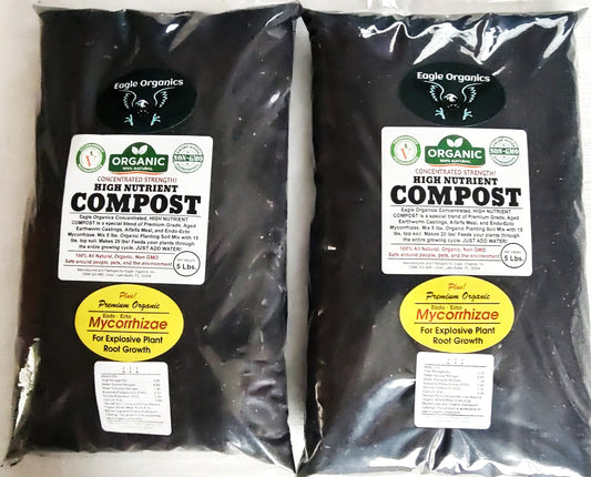 High Nutrient Organic Compost. 2 Bag pack of Concentrated Strength, Made from Premium Grade Worm Castings with Alfalfa Meal and Endo-Ecto Mycorrhizae