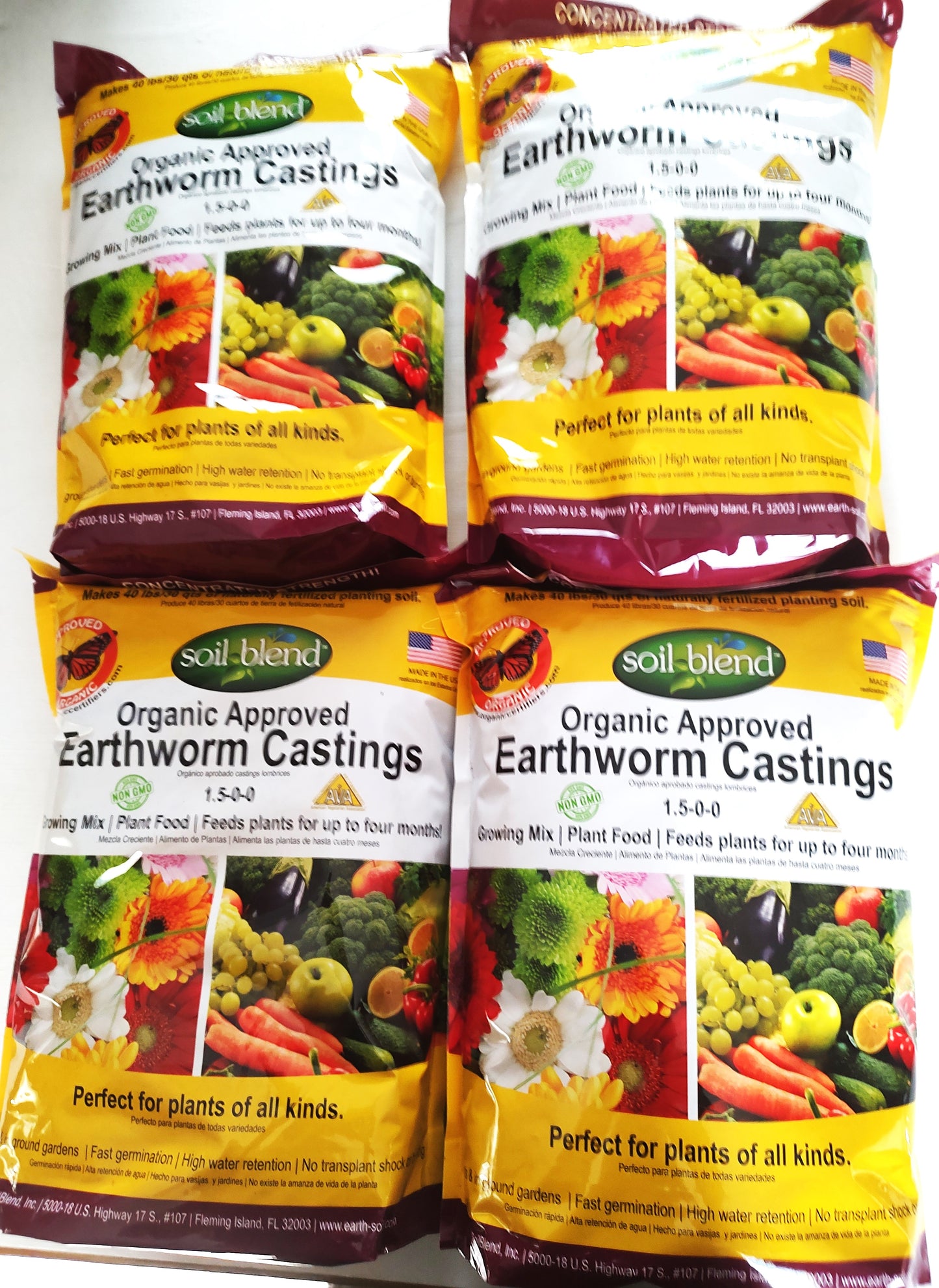 Organic Fertilizer 4 bag pack Soil Blend Earthworm Castings. 4 Pk. Save even more money!