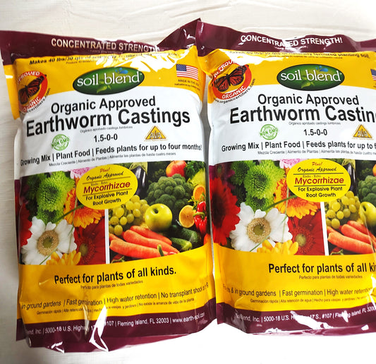 Earthworm Castings with Mycorrhizae! 2 bag pack Save money!