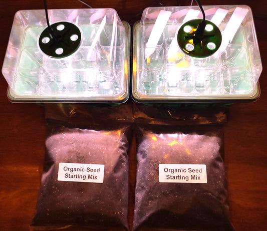 Seed Starter Kit with 2 trays, including Organic Seed Starting Mix