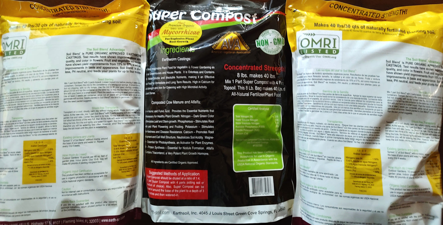 Worm Castings/Super Compost with MYCO 3 bag Combo Pack