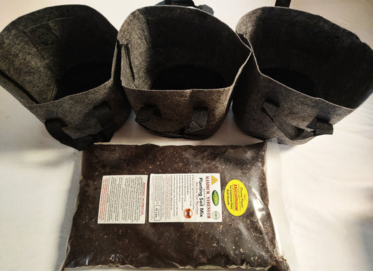 Grow bags (Gray) with Organic Planting Soil