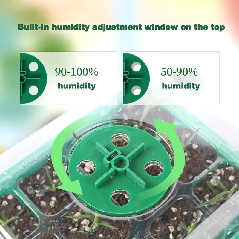 Seed Starting Kit with adjustable humidity control and LED grow light. Also includes seed starter mix!